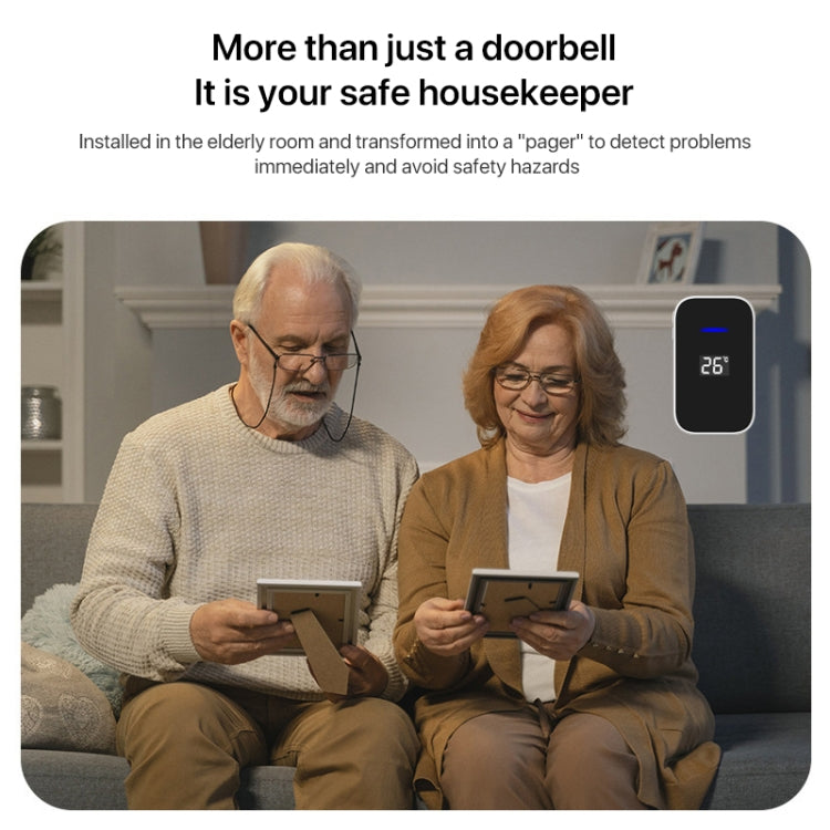C302B One to Two Home Wireless Doorbell Temperature Digital Display Remote Control Elderly Pager, UK Plug(White) by buy2fix