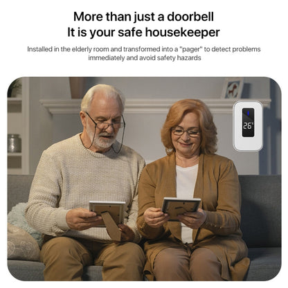 C303B One to One Home Wireless Doorbell Temperature Digital Display Remote Control Elderly Pager, US Plug(White) by buy2fix