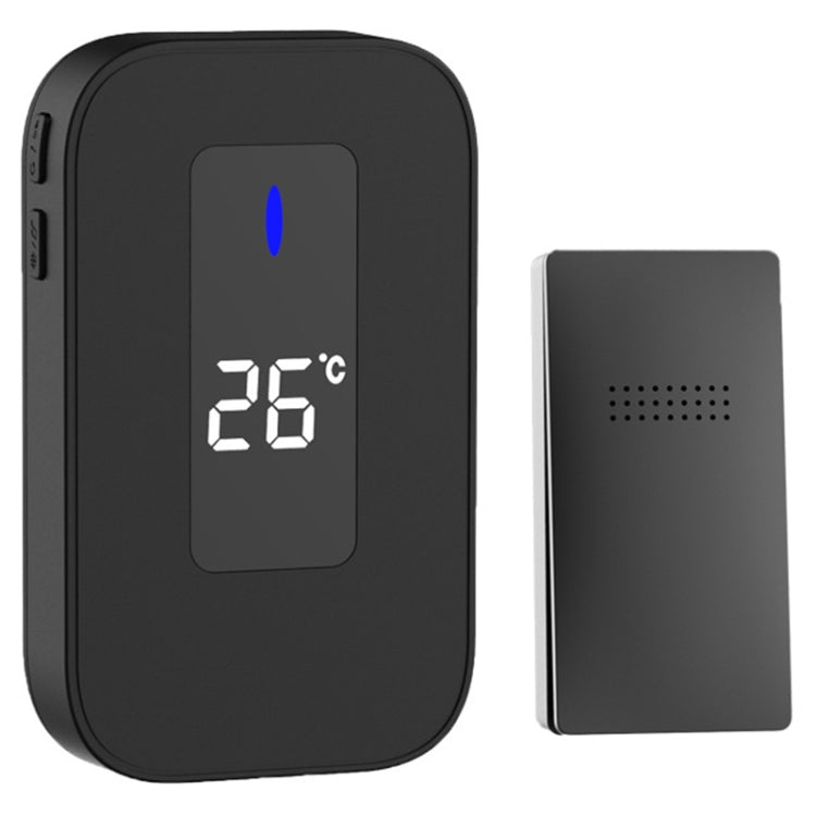 C303B One to One Home Wireless Doorbell Temperature Digital Display Remote Control Elderly Pager, UK Plug(Black) by buy2fix