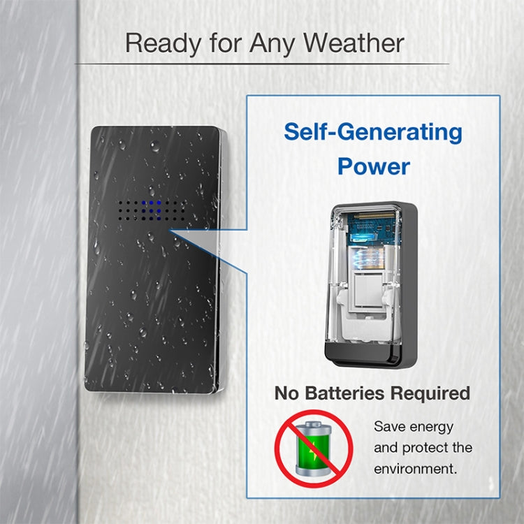C303B One to One Home Wireless Doorbell Temperature Digital Display Remote Control Elderly Pager, UK Plug(Black) by buy2fix