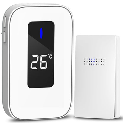 C303B One to One Home Wireless Doorbell Temperature Digital Display Remote Control Elderly Pager, UK Plug(White) by buy2fix