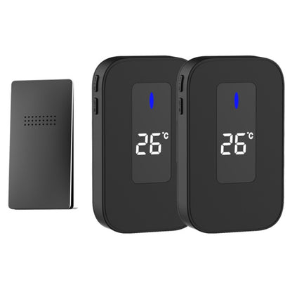 C303B One to Two Home Wireless Doorbell Temperature Digital Display Remote Control Elderly Pager, US Plug(Black) by buy2fix