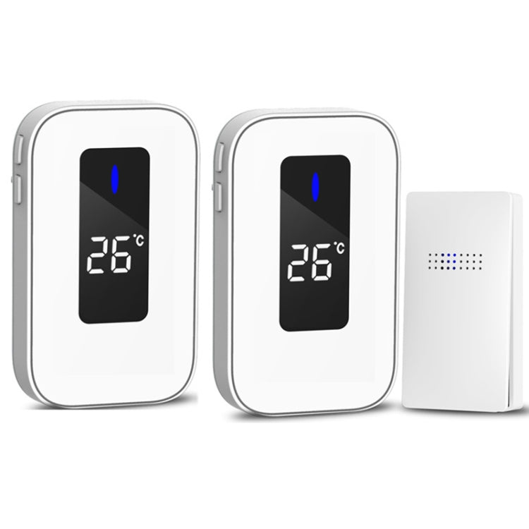 C303B One to Two Home Wireless Doorbell Temperature Digital Display Remote Control Elderly Pager, UK Plug(White) by buy2fix