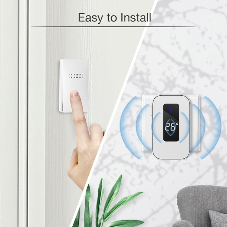 C303B One to Two Home Wireless Doorbell Temperature Digital Display Remote Control Elderly Pager, UK Plug(White) by buy2fix