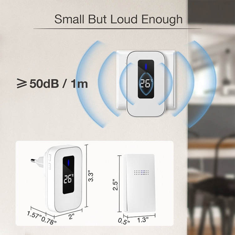 C303B One to Two Home Wireless Doorbell Temperature Digital Display Remote Control Elderly Pager, UK Plug(White) by buy2fix