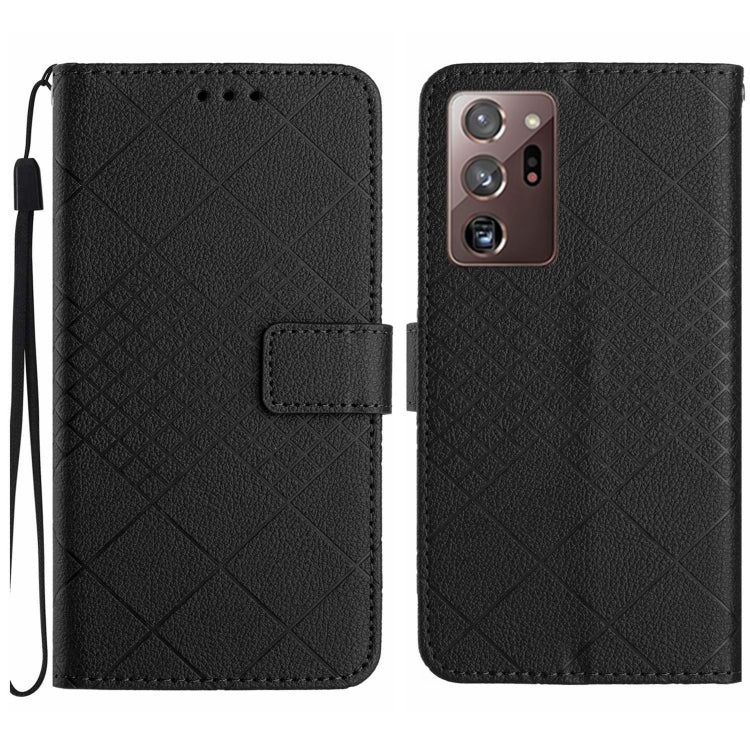 For Samsung Galaxy Note20 Ultra Rhombic Grid Texture Leather Phone Case(Black) by buy2fix