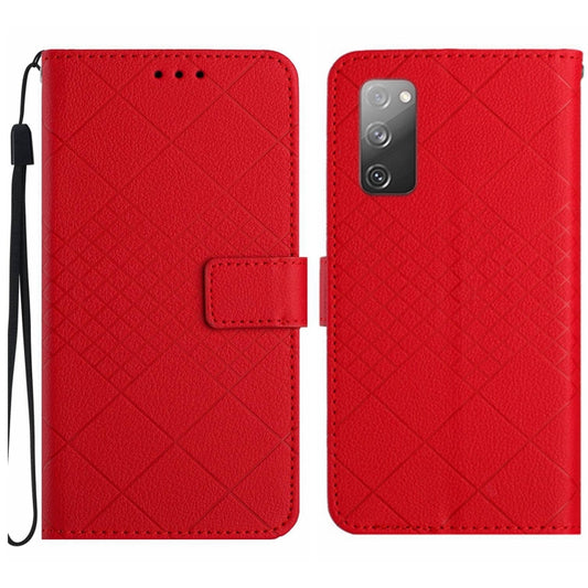 For Samsung Galaxy S20 FE 4G / 5G / 2022 Rhombic Grid Texture Leather Phone Case(Red) by buy2fix
