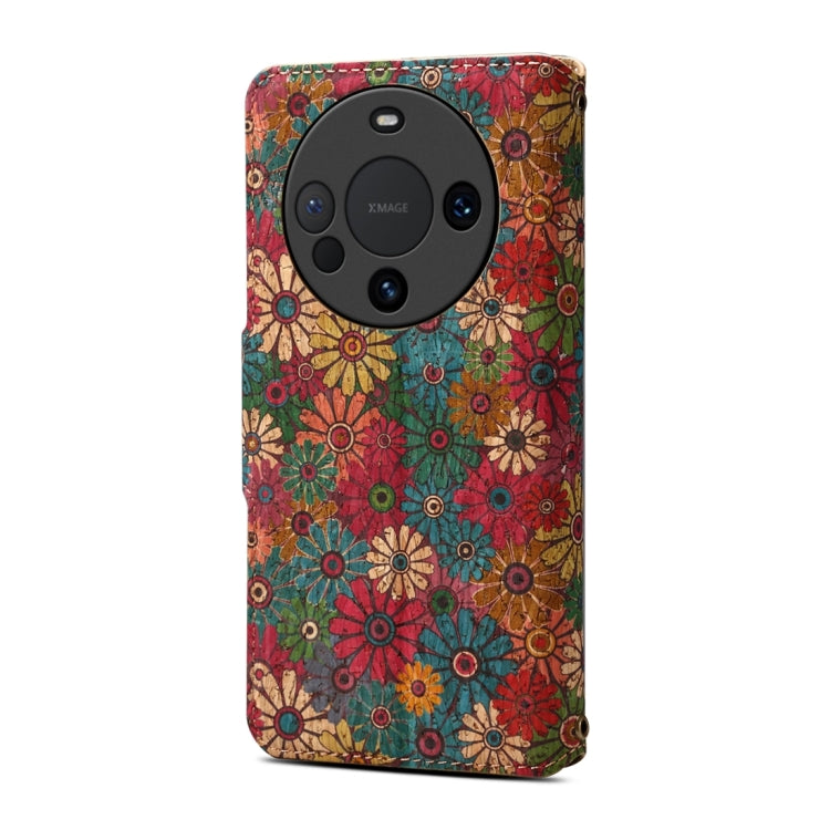 For Huawei Mate 60 Pro / Mate 60 Pro+ Denior Flower Language Series Cork Fabric Oil Edge Leather Phone Case(Spring) - Huawei Cases by Denior | Online Shopping UK | buy2fix