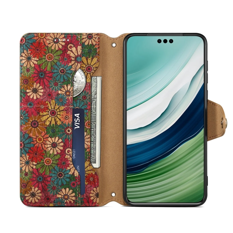 For Huawei Mate 60 Pro / Mate 60 Pro+ Denior Flower Language Series Cork Fabric Oil Edge Leather Phone Case(Spring) - Huawei Cases by Denior | Online Shopping UK | buy2fix