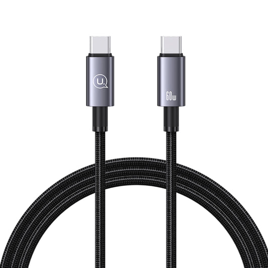 USAMS US-SJ661 Type-C To Type-C 60W Fast Charge Data Cable, Length: 1.2m(Black) - USB-C & Type-C Cable by USAMS | Online Shopping UK | buy2fix