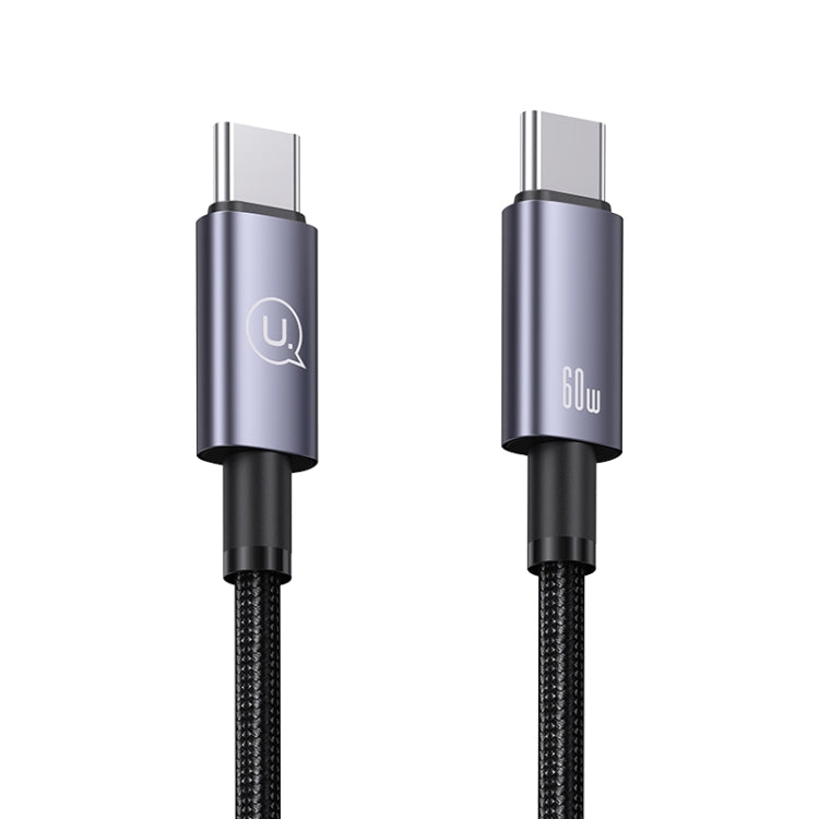 USAMS US-SJ661 Type-C To Type-C 60W Fast Charge Data Cable, Length: 1.2m(Black) - USB-C & Type-C Cable by USAMS | Online Shopping UK | buy2fix