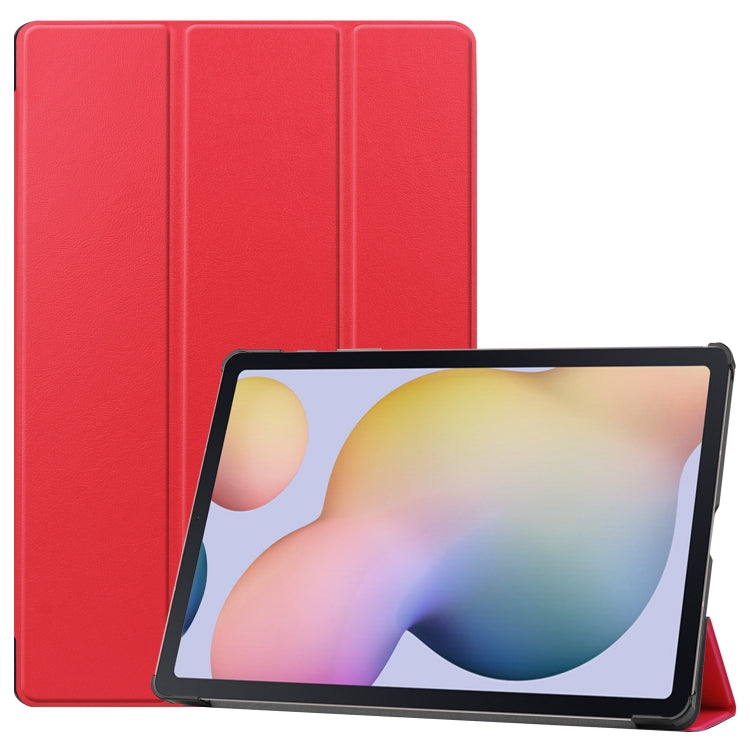 For Samsung Galaxy Tab S8+ / Tab S8 Plus / Tab S7 FE / Tab S7+ Custer Texture Smart PU Leather Case with Sleep / Wake-up Function & 3-Fold Holder(Red) by buy2fix