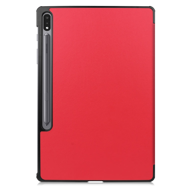 For Samsung Galaxy Tab S8+ / Tab S8 Plus / Tab S7 FE / Tab S7+ Custer Texture Smart PU Leather Case with Sleep / Wake-up Function & 3-Fold Holder(Red) by buy2fix