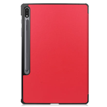 For Samsung Galaxy Tab S8+ / Tab S8 Plus / Tab S7 FE / Tab S7+ Custer Texture Smart PU Leather Case with Sleep / Wake-up Function & 3-Fold Holder(Red) by buy2fix