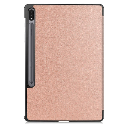 For Samsung Galaxy Tab S8+ / Tab S8 Plus / Tab S7 FE / Tab S7+ Custer Texture Smart PU Leather Case with Sleep / Wake-up Function & 3-Fold Holder(Rose Gold) by buy2fix