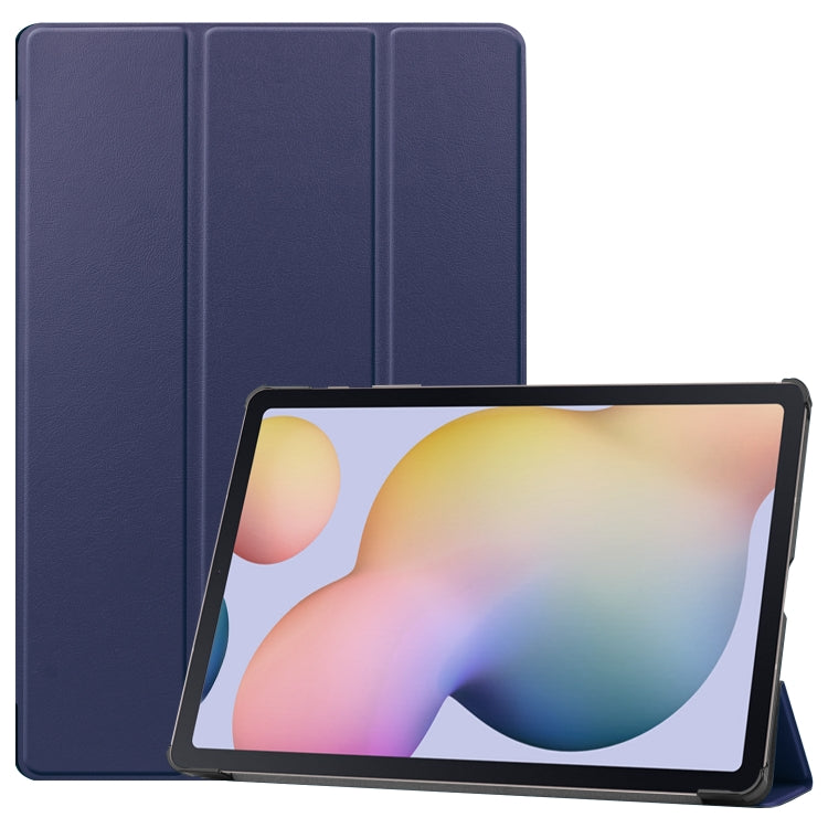 For Samsung Galaxy Tab S8+ / Tab S8 Plus / Tab S7 FE / Tab S7+ Custer Texture Smart PU Leather Case with Sleep / Wake-up Function & 3-Fold Holder(Dark Blue) by buy2fix