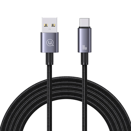 USAMS US-SJ666 USB To Type-C 3A Fast Charge Data Cable, Length: 2m(Black)