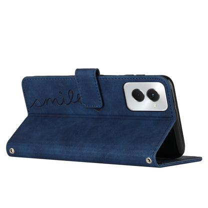 For Motorola Moto G Power 5G 2024 Skin Feel Heart Embossed Leather Phone Case with Long Lanyard(Blue) by buy2fix