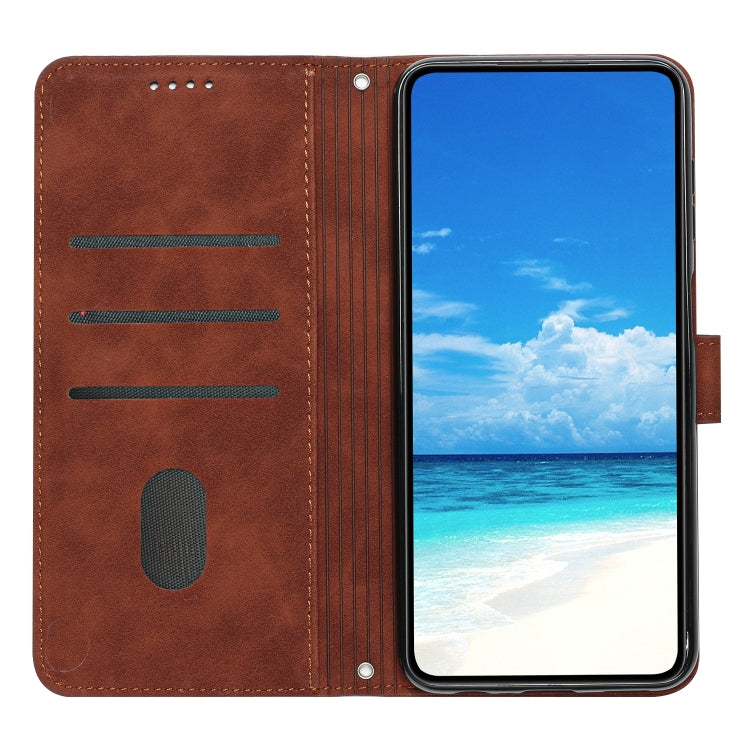 For Xiaomi Redmi K70 / K70 Pro Skin Feel Heart Embossed Leather Phone Case with Long Lanyard(Brown) - Xiaomi Cases by buy2fix | Online Shopping UK | buy2fix