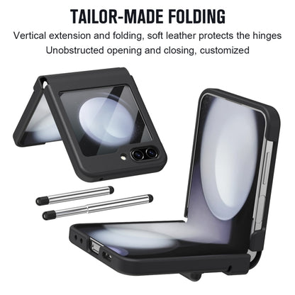 For Samsung Galaxy Z Flip5 Integrated PU + PC Full Coverage Phone Case with Pen/Pen Slots(Black) - Galaxy Z Flip5 Cases by buy2fix | Online Shopping UK | buy2fix