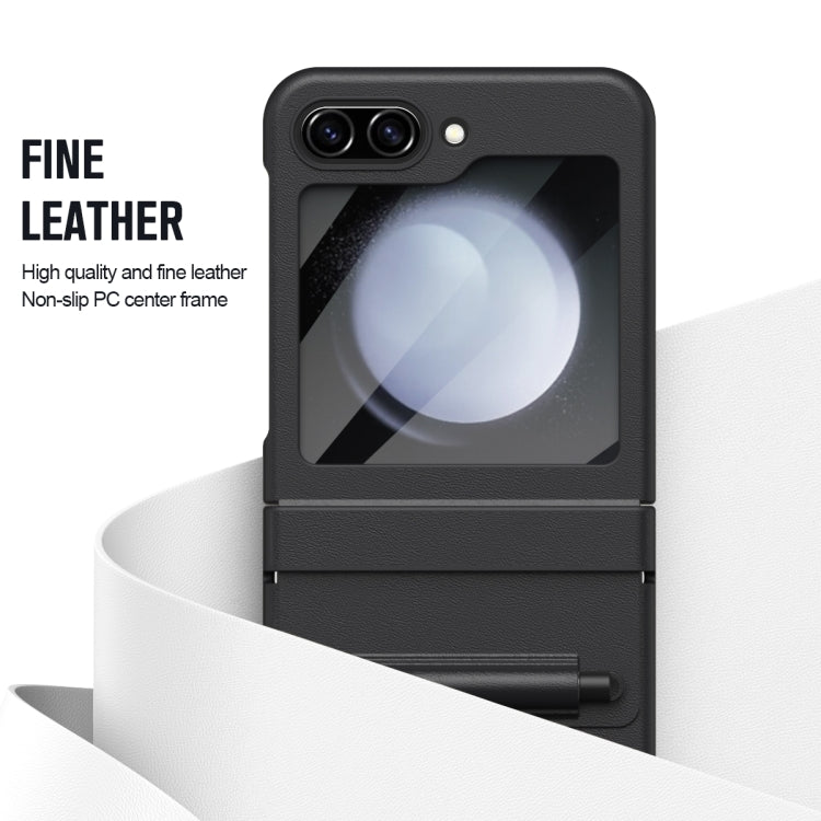 For Samsung Galaxy Z Flip5 Integrated PU + PC Full Coverage Phone Case with Pen/Pen Slots(Black) - Galaxy Z Flip5 Cases by buy2fix | Online Shopping UK | buy2fix