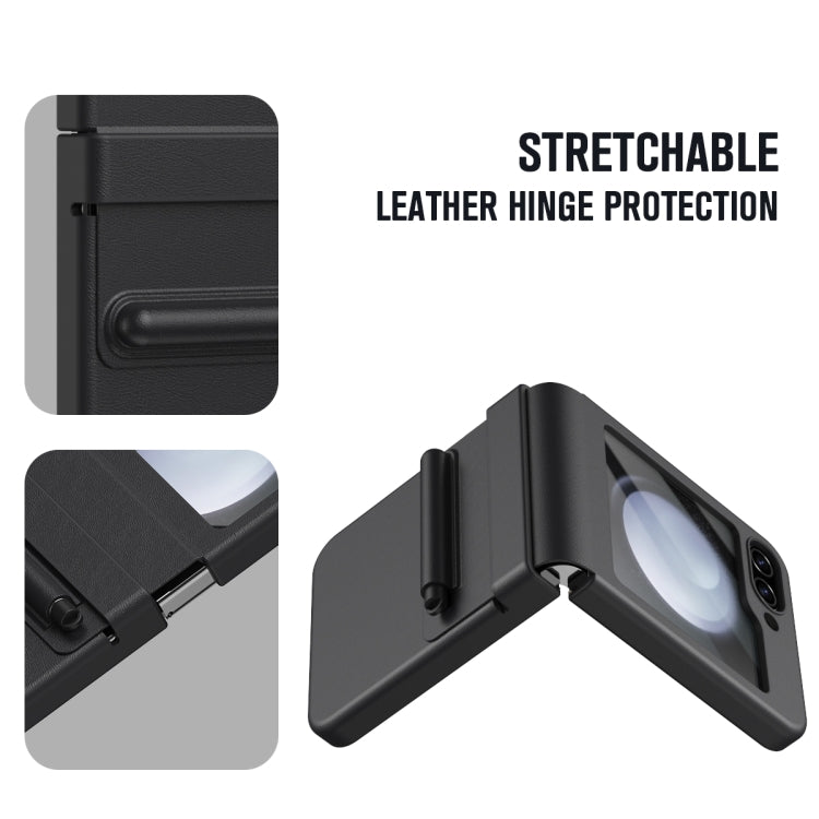 For Samsung Galaxy Z Flip5 Integrated PU + PC Full Coverage Phone Case with Pen/Pen Slots(Black) - Galaxy Z Flip5 Cases by buy2fix | Online Shopping UK | buy2fix