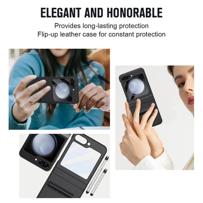 For Samsung Galaxy Z Flip5 Integrated PU + PC Full Coverage Phone Case with Pen/Pen Slots(Black) - Galaxy Z Flip5 Cases by buy2fix | Online Shopping UK | buy2fix