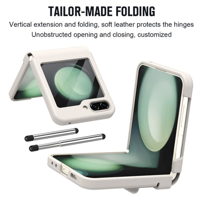 For Samsung Galaxy Z Flip5 Integrated PU + PC Full Coverage Phone Case with Pen/Pen Slots(White) - Galaxy Z Flip5 Cases by buy2fix | Online Shopping UK | buy2fix
