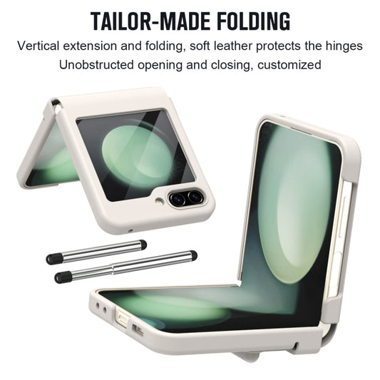For Samsung Galaxy Z Flip5 Integrated PU + PC Full Coverage Phone Case with Pen/Pen Slots(White) - Galaxy Z Flip5 Cases by buy2fix | Online Shopping UK | buy2fix
