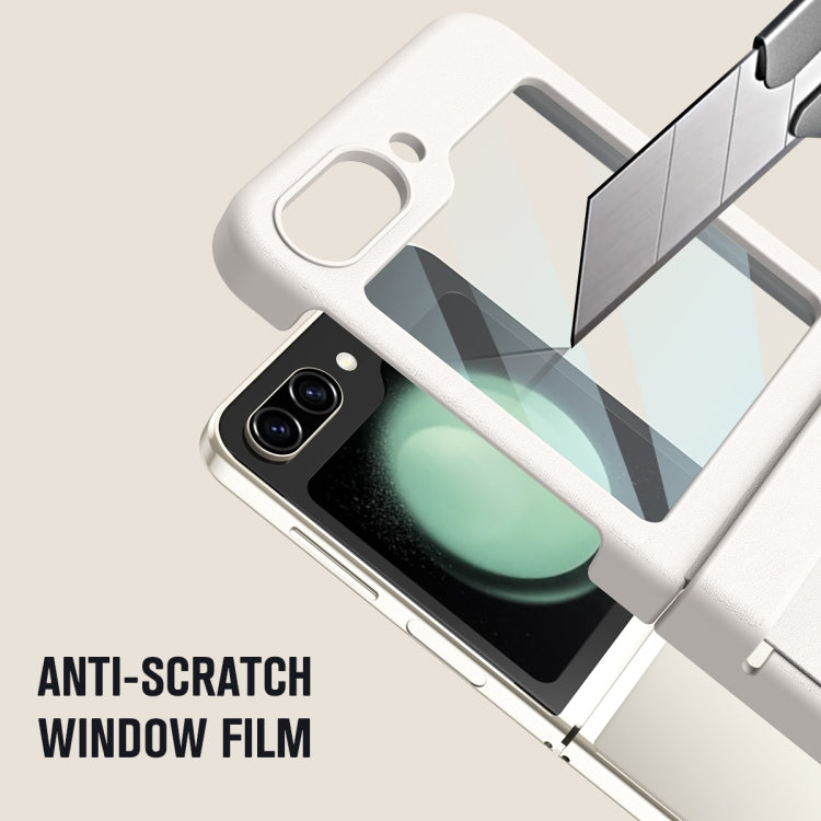 For Samsung Galaxy Z Flip5 Integrated PU + PC Full Coverage Phone Case with Pen/Pen Slots(White) - Galaxy Z Flip5 Cases by buy2fix | Online Shopping UK | buy2fix