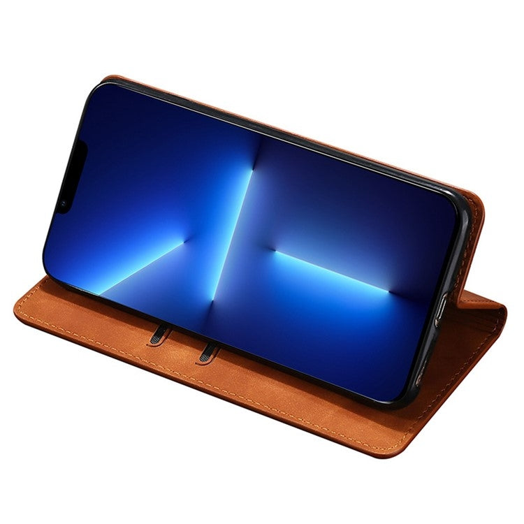 For Motorola Moto G Play 4G 2024 Skin Feel Magnetic Leather Phone Case(Light Brown) by buy2fix