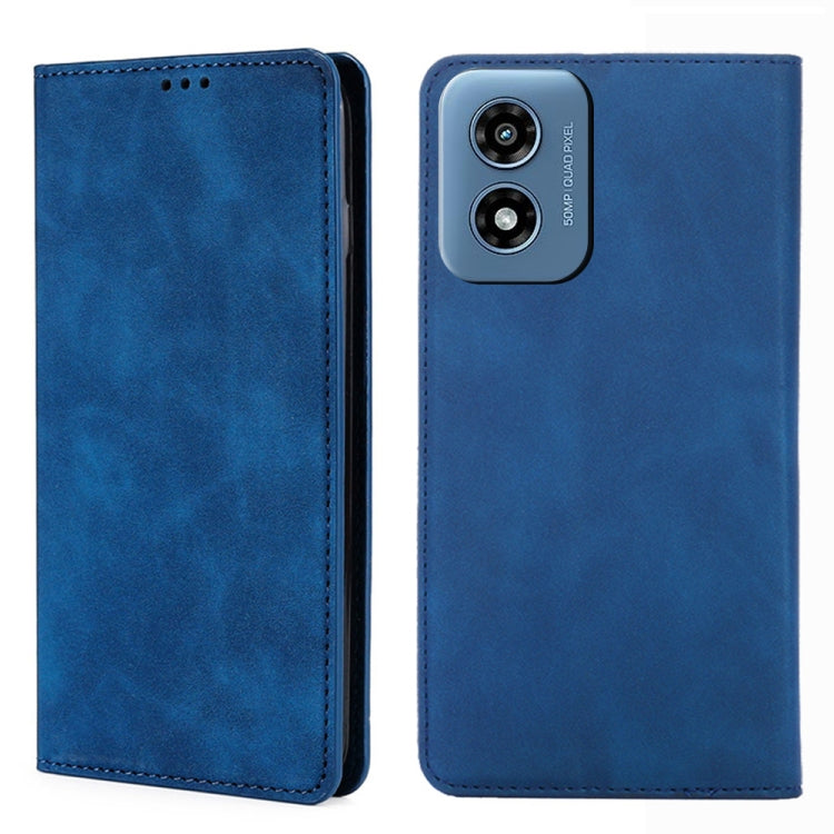 For Motorola Moto G Play 4G 2024 Skin Feel Magnetic Leather Phone Case(Blue) by buy2fix