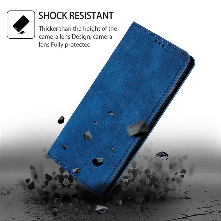 For Motorola Moto G Play 4G 2024 Skin Feel Magnetic Leather Phone Case(Blue) by buy2fix
