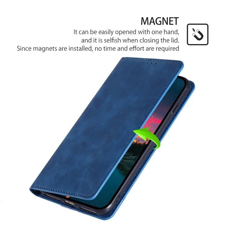 For Motorola Moto G Play 4G 2024 Skin Feel Magnetic Leather Phone Case(Blue) by buy2fix