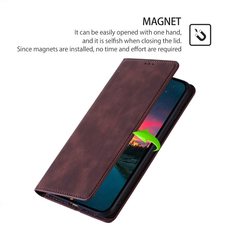 For Motorola Edge 5G 2024 Skin Feel Magnetic Leather Phone Case(Dark Brown) by buy2fix
