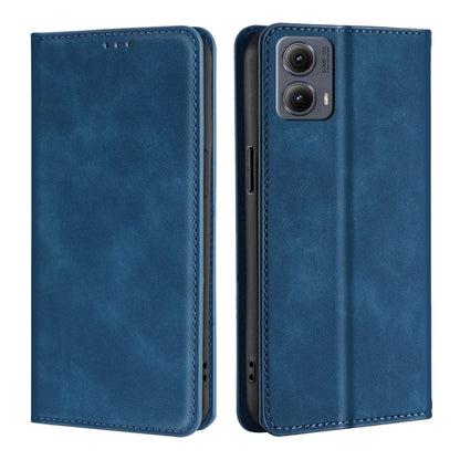 For Motorola Edge 5G 2024 Skin Feel Magnetic Leather Phone Case(Blue) by buy2fix