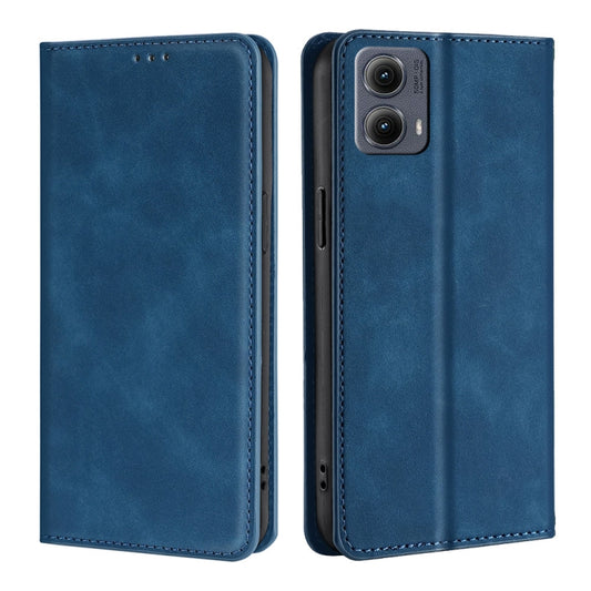 For Motorola Edge 5G 2024 Skin Feel Magnetic Leather Phone Case(Blue) by buy2fix