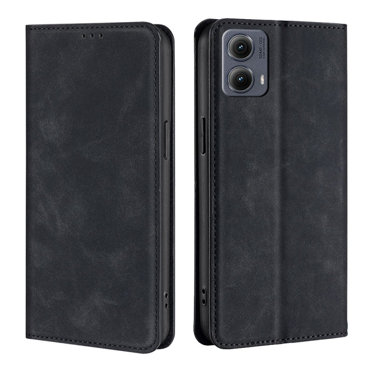For Motorola Edge 5G 2024 Skin Feel Magnetic Leather Phone Case(Black) by buy2fix