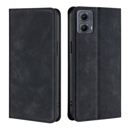 For Motorola Edge 5G 2024 Skin Feel Magnetic Leather Phone Case(Black) by buy2fix