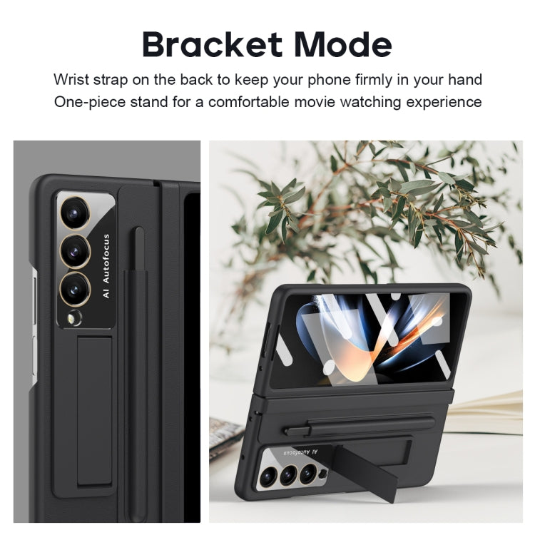 For Samsung Galaxy Z Fold4 PU + PC Full Coverage Phone Case with Pen/Pen Slots(Black) - Galaxy Z Fold4 5G Cases by buy2fix | Online Shopping UK | buy2fix