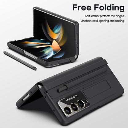 For Samsung Galaxy Z Fold4 PU + PC Full Coverage Phone Case with Pen/Pen Slots(Black) - Galaxy Z Fold4 5G Cases by buy2fix | Online Shopping UK | buy2fix