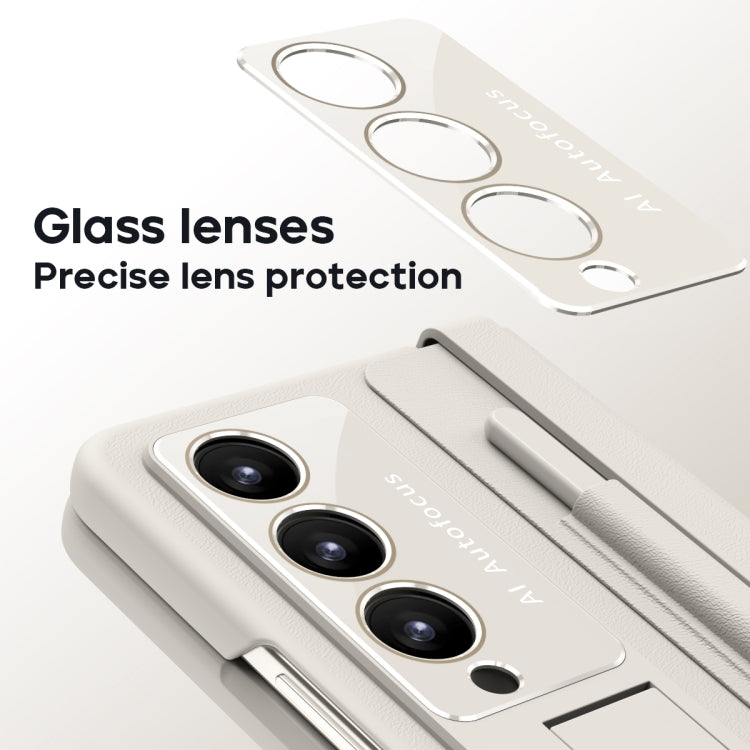 For Samsung Galaxy Z Fold4 PU + PC Full Coverage Phone Case with Pen/Pen Slots(White) - Galaxy Z Fold4 5G Cases by buy2fix | Online Shopping UK | buy2fix