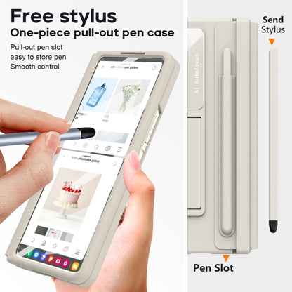 For Samsung Galaxy Z Fold4 PU + PC Full Coverage Phone Case with Pen/Pen Slots(White) - Galaxy Z Fold4 5G Cases by buy2fix | Online Shopping UK | buy2fix