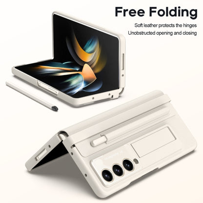 For Samsung Galaxy Z Fold4 PU + PC Full Coverage Phone Case with Pen/Pen Slots(White) - Galaxy Z Fold4 5G Cases by buy2fix | Online Shopping UK | buy2fix
