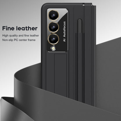 For Samsung Galaxy Z Fold4 5G Integrated PU + PC Full Coverage Phone Case with Pen/Pen Slots(Black) - Galaxy Z Fold4 5G Cases by buy2fix | Online Shopping UK | buy2fix
