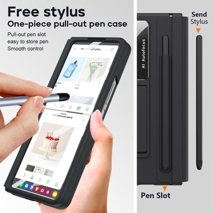 For Samsung Galaxy Z Fold4 5G Integrated PU + PC Full Coverage Phone Case with Pen/Pen Slots(Black) - Galaxy Z Fold4 5G Cases by buy2fix | Online Shopping UK | buy2fix