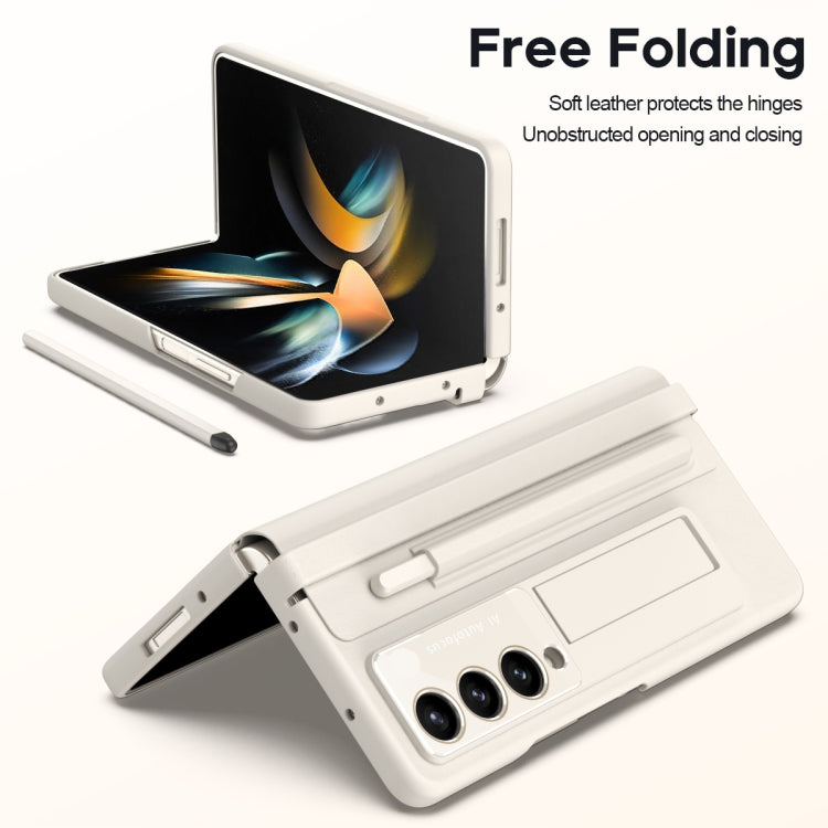 For Samsung Galaxy Z Fold4 5G Integrated PU + PC Full Coverage Phone Case with Pen/Pen Slots(White) - Galaxy Z Fold4 5G Cases by buy2fix | Online Shopping UK | buy2fix