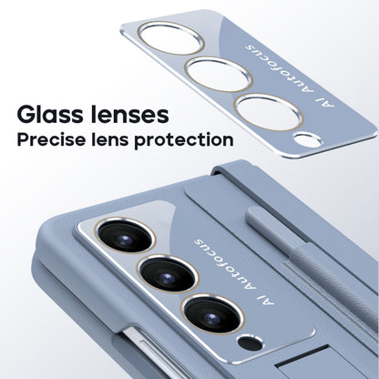 For Samsung Galaxy Z Fold4 5G Integrated PU + PC Full Coverage Phone Case with Pen/Pen Slots(Blue) - Galaxy Z Fold4 5G Cases by buy2fix | Online Shopping UK | buy2fix