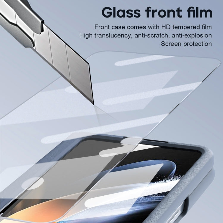 For Samsung Galaxy Z Fold4 5G Integrated PU + PC Full Coverage Phone Case with Pen/Pen Slots(Blue) - Galaxy Z Fold4 5G Cases by buy2fix | Online Shopping UK | buy2fix