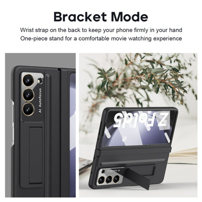 For Samsung Galaxy Z Fold5 5G Leather Texture PU + PC Full Coverage Phone Case(Black) - Galaxy Z Fold5 Cases by buy2fix | Online Shopping UK | buy2fix